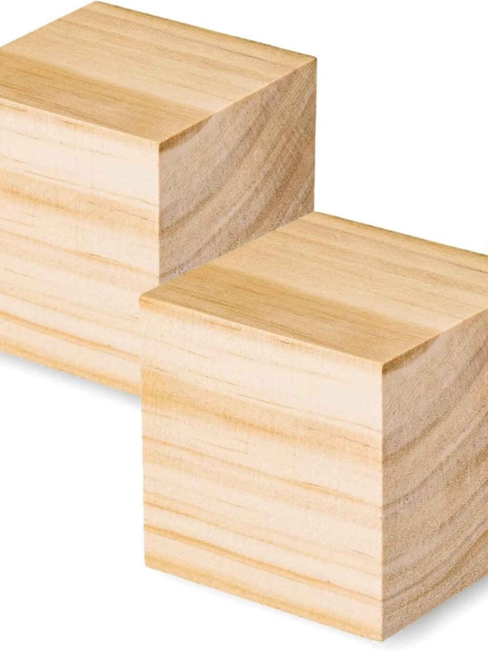 Wood Blocks for Crafts, Large Unfinished Wood Cubes, 3 Inch Natural Wooden Block